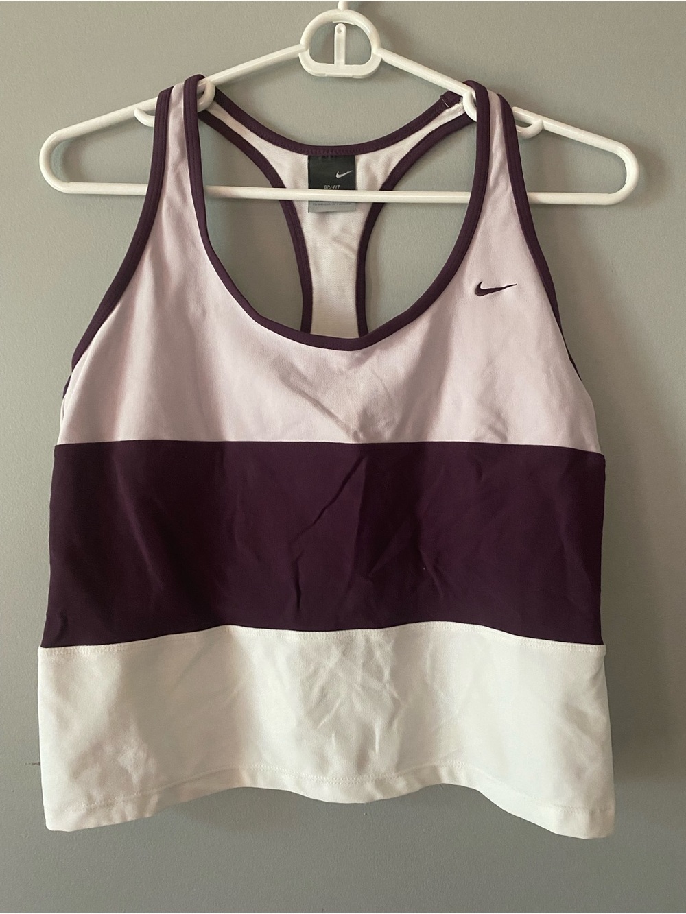 Nike Colorblock Racerback Sports Bra Tank — Light Pink, Plum & White